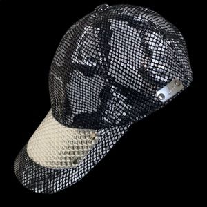 Women's Metallic Snake Skin Leather Baseball Cap